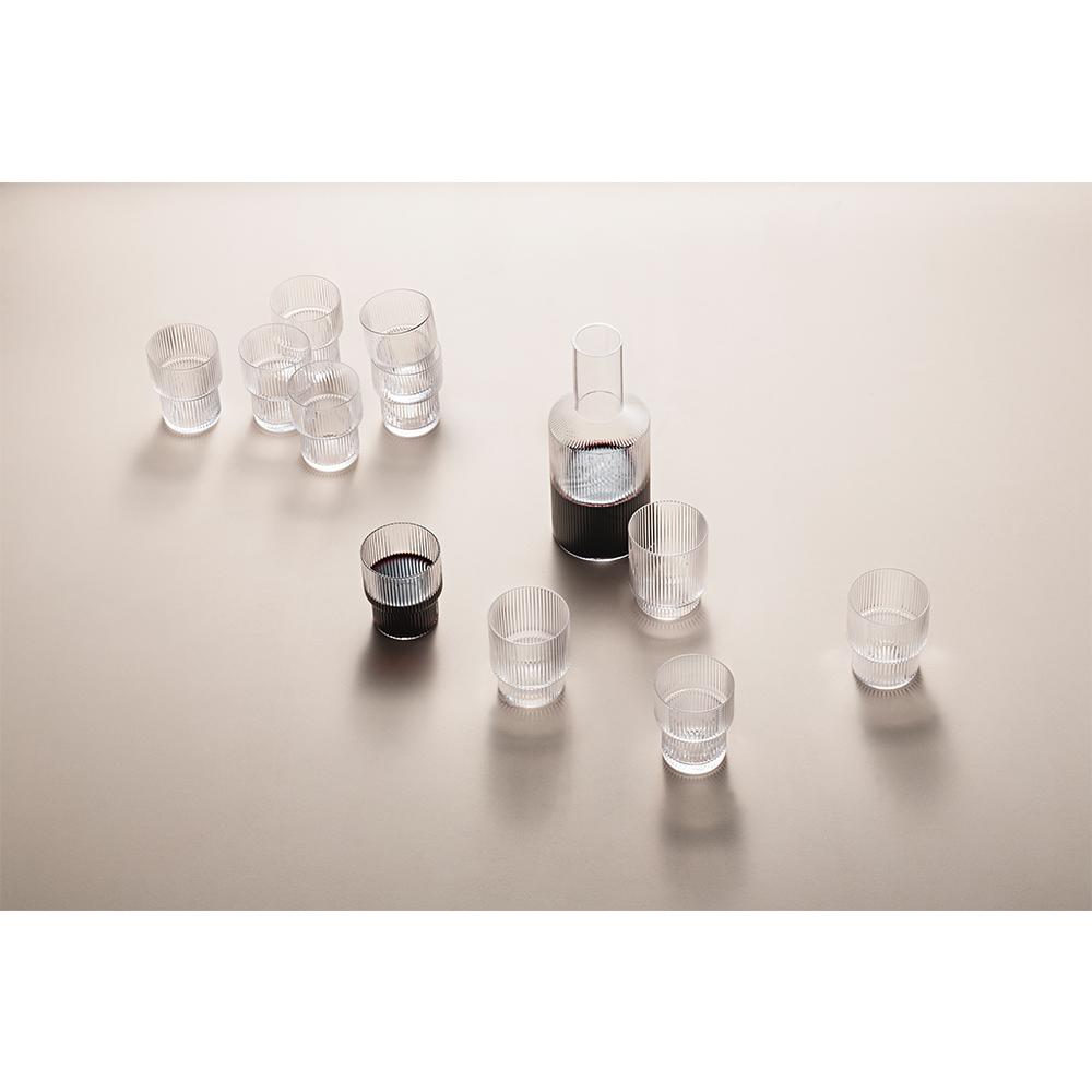 Glass Ripple small, clear glass, set of four