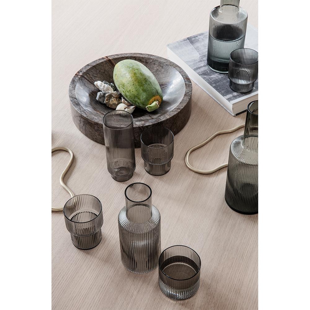 Glass Ripple, smoked glass, set of four
