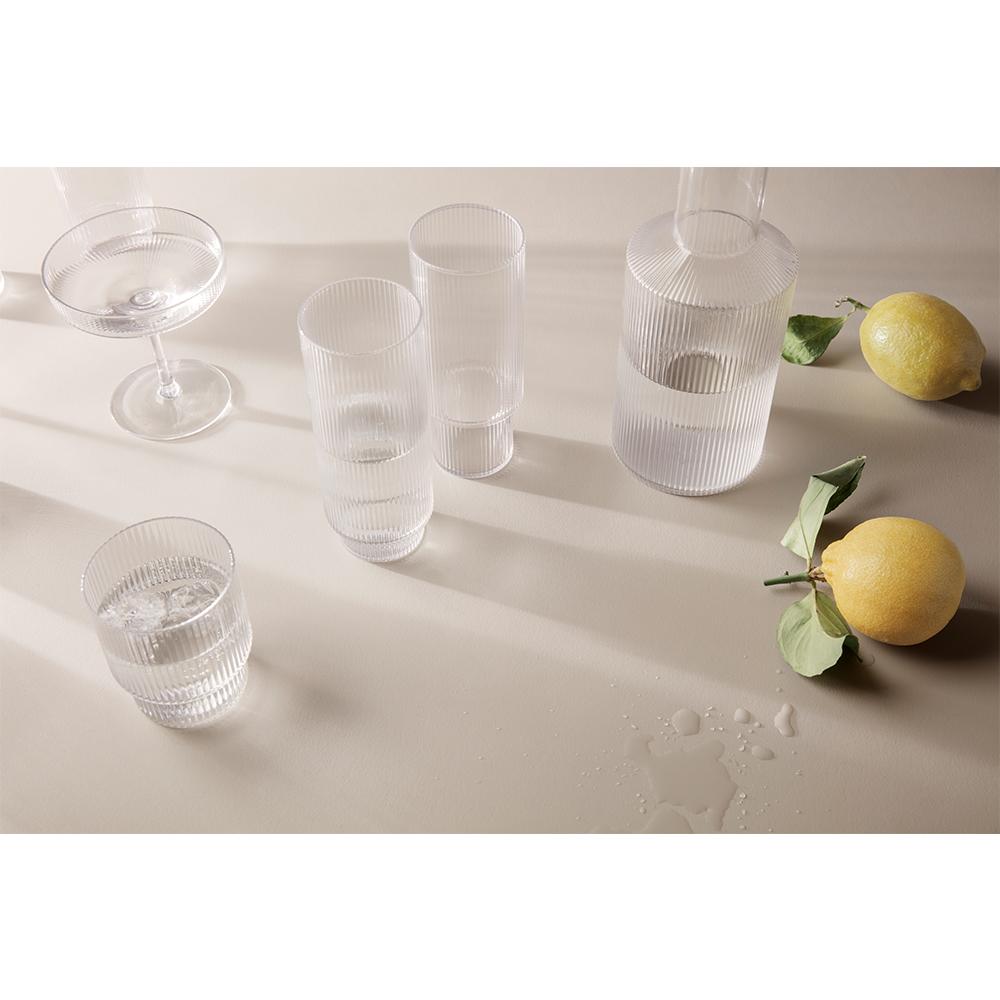 Glass Ripple small, clear glass, set of four
