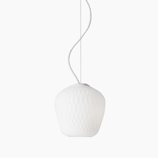 Blown Pendant - Opal White | Silver Lustre