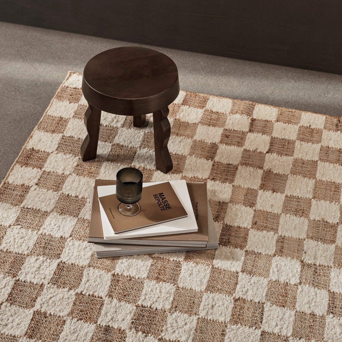 Check Wool Jute Rug