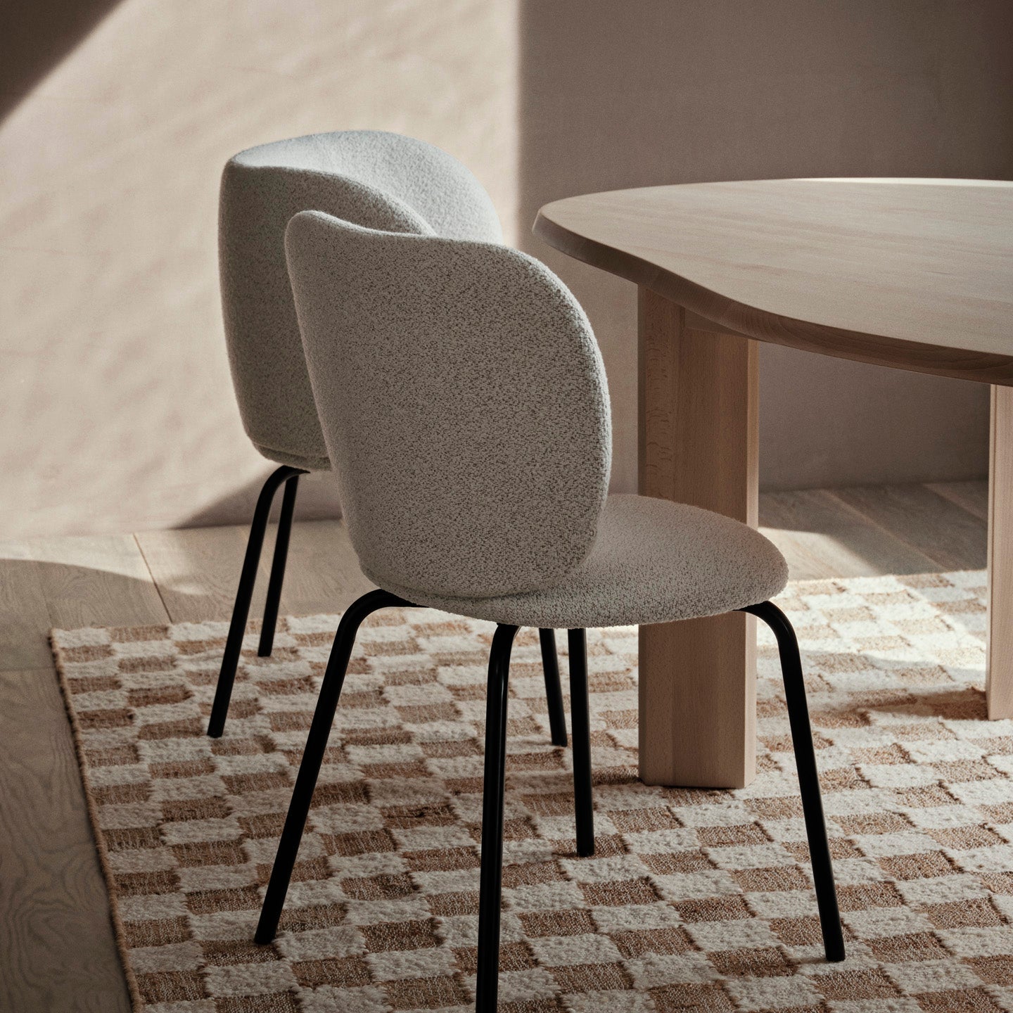 Check Wool Jute Rug