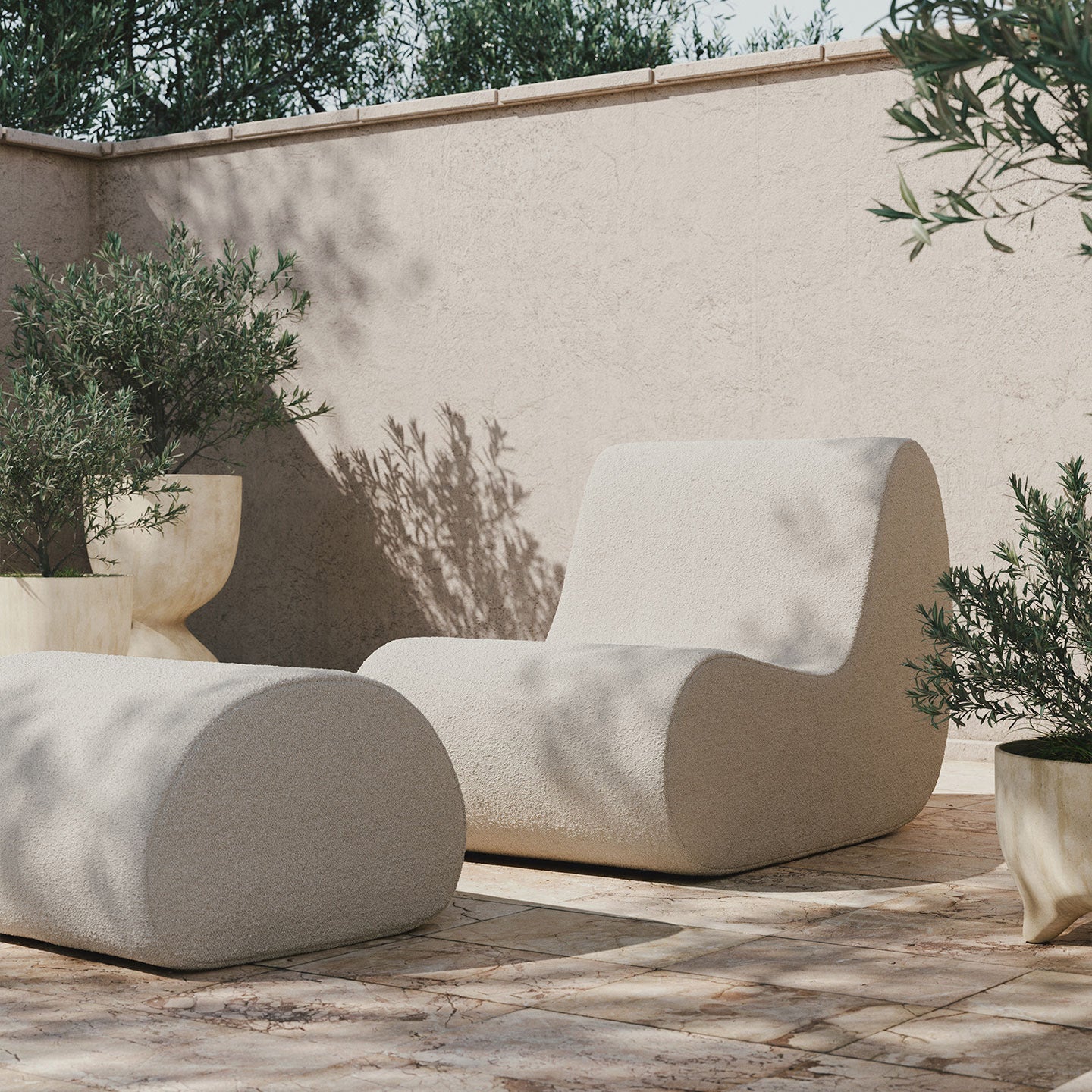 Rouli Center Module Pure Bouclé - Off-white