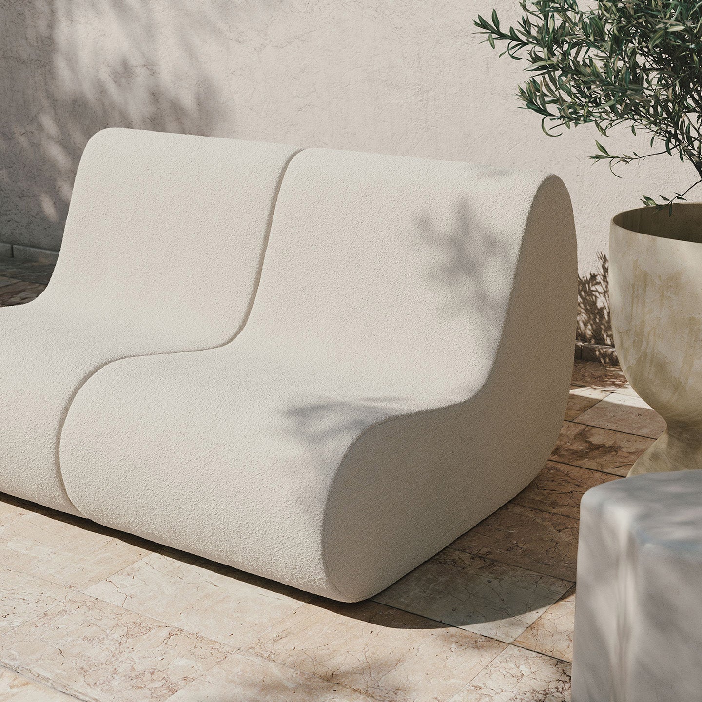 Rouli Center Module Pure Bouclé - Off-white