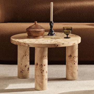 Post Coffee Table - Small - Poplar Burl Veneer