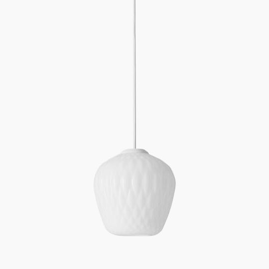 Blown Pendant - Opal White | Silver Lustre