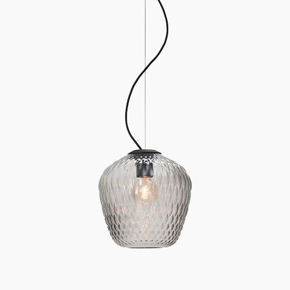 Blown Pendant - Opal White | Silver Lustre