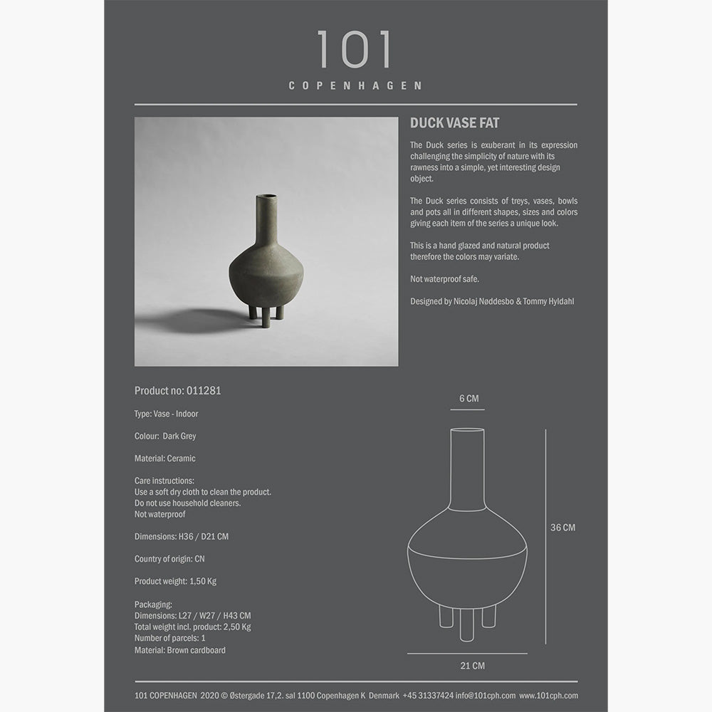 Duck Vase - Fat - Dark Grey