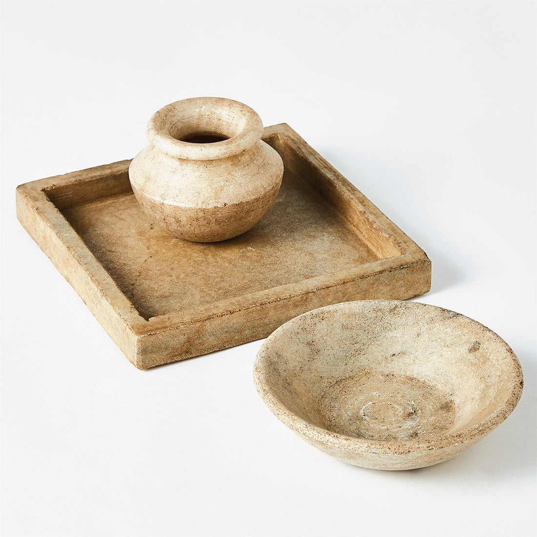Marble Bowl - Antiqued White