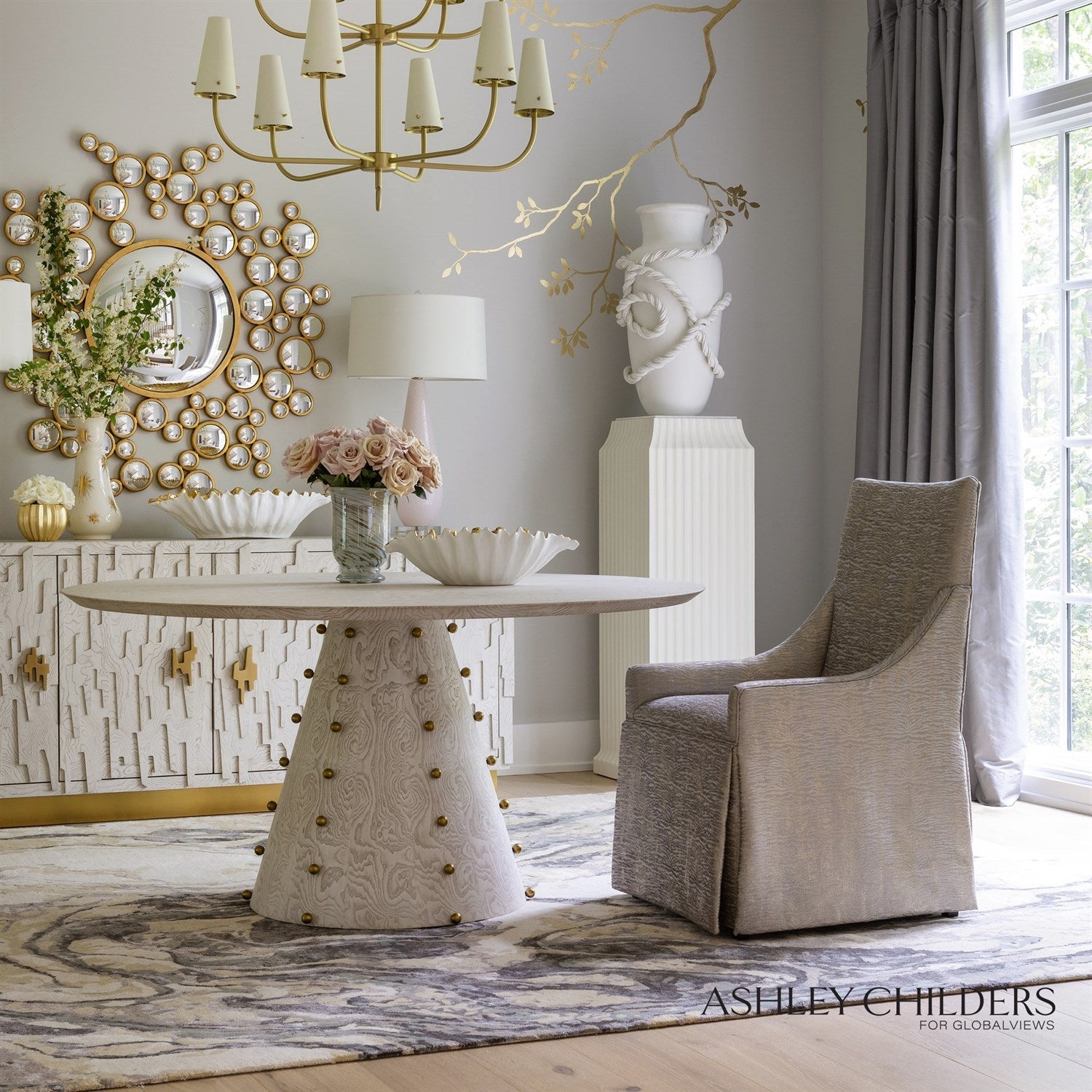 Spheres Dining Table - White Burl