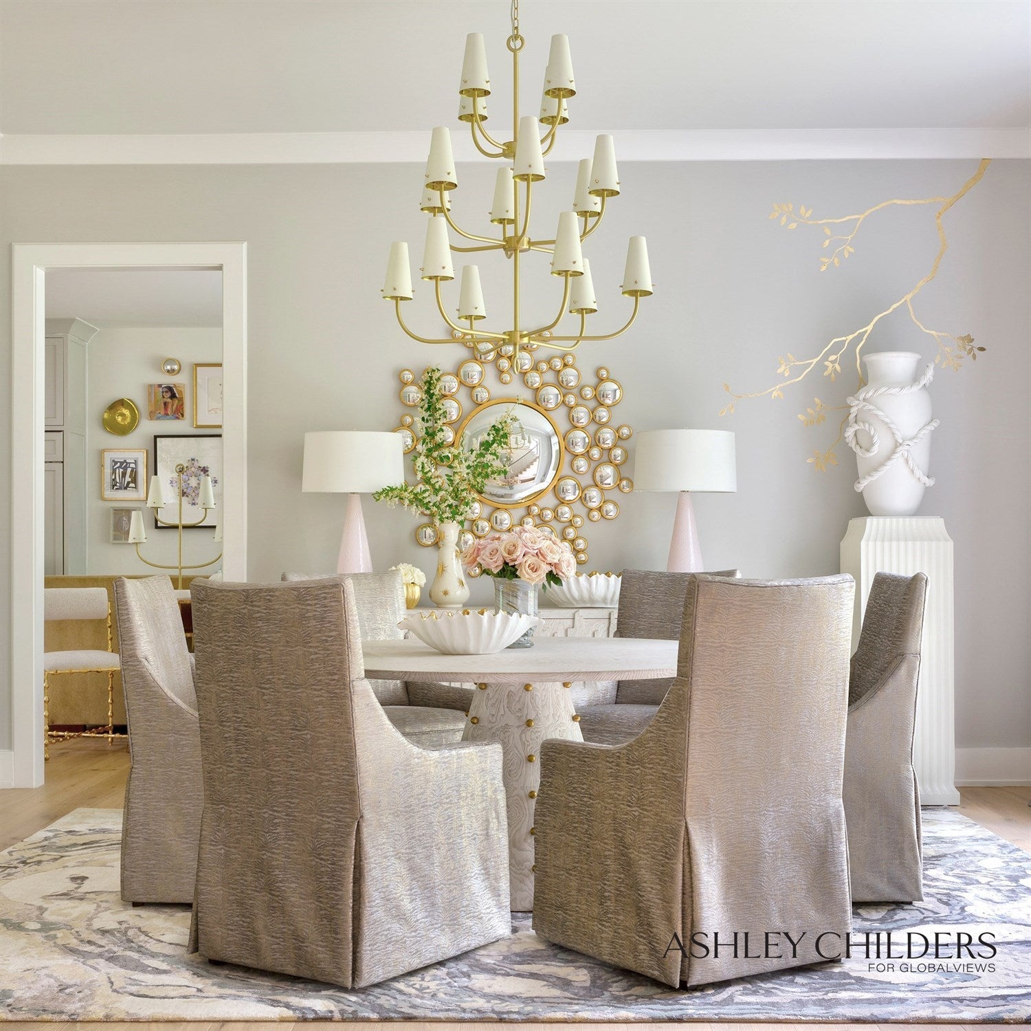 Spheres Dining Table - White Burl