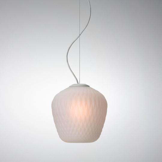Blown Pendant - Opal White | Silver Lustre