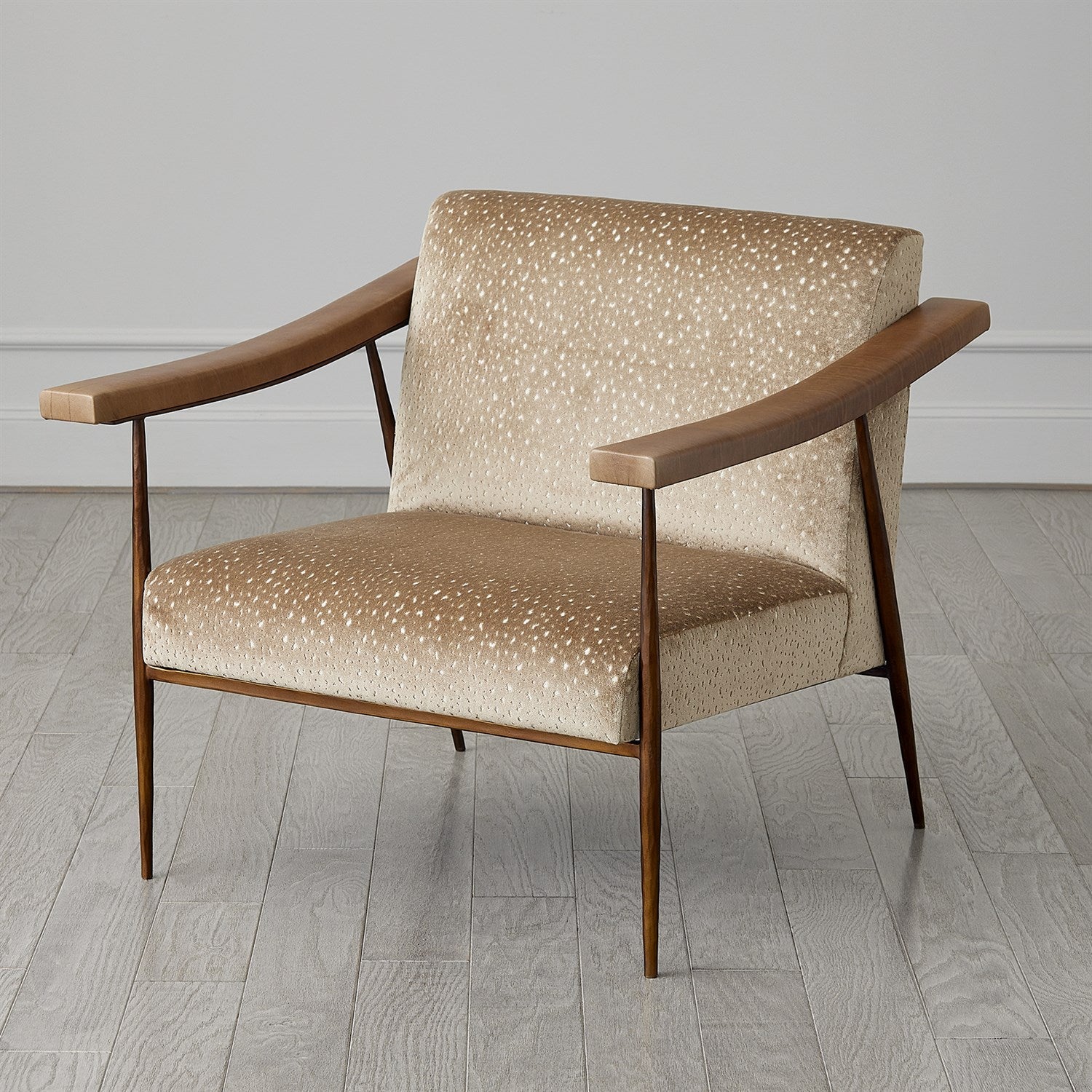 L Brooks Fabric/Leather Chair - Bronze