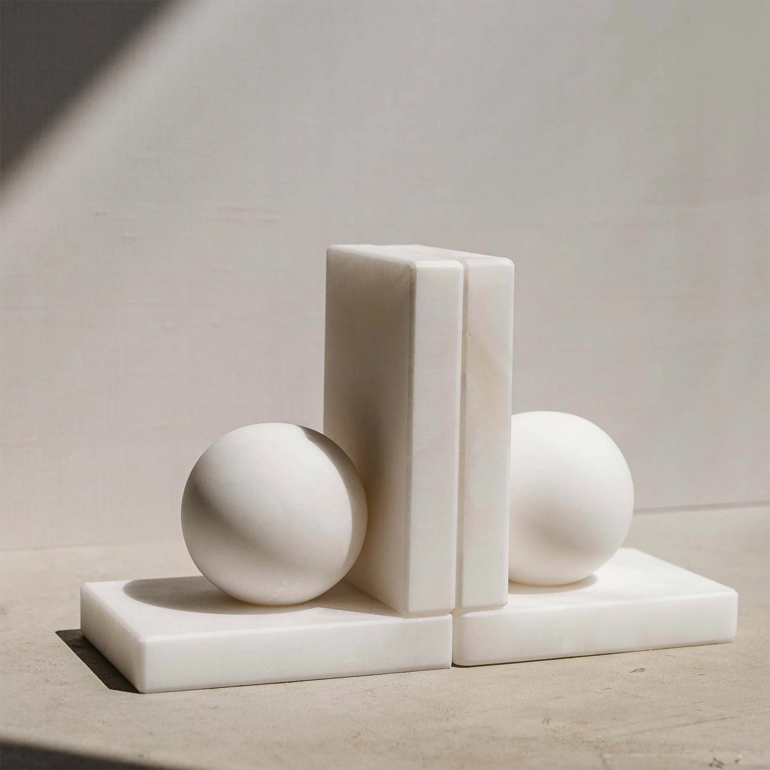 Alabaster Ball Bookends-Pair
