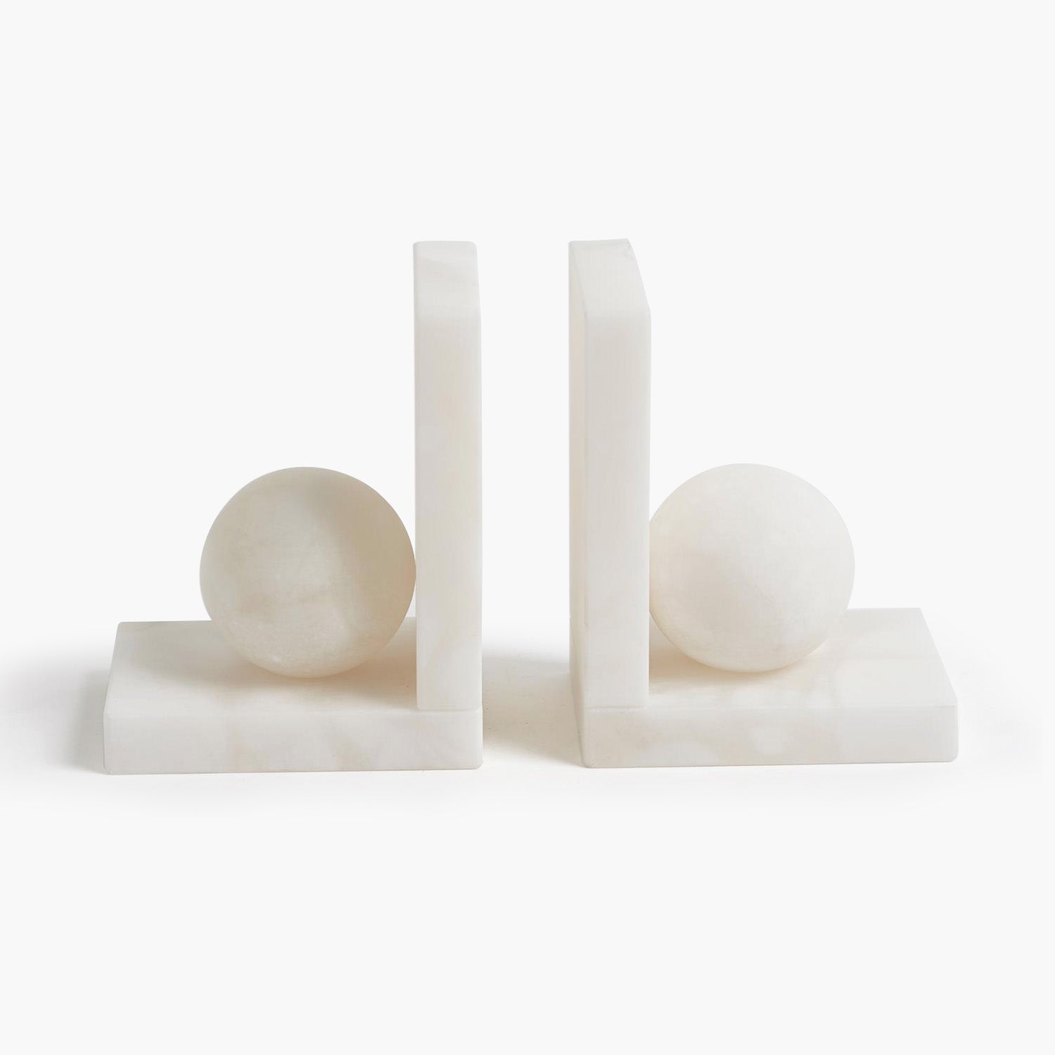 Alabaster Ball Bookends-Pair