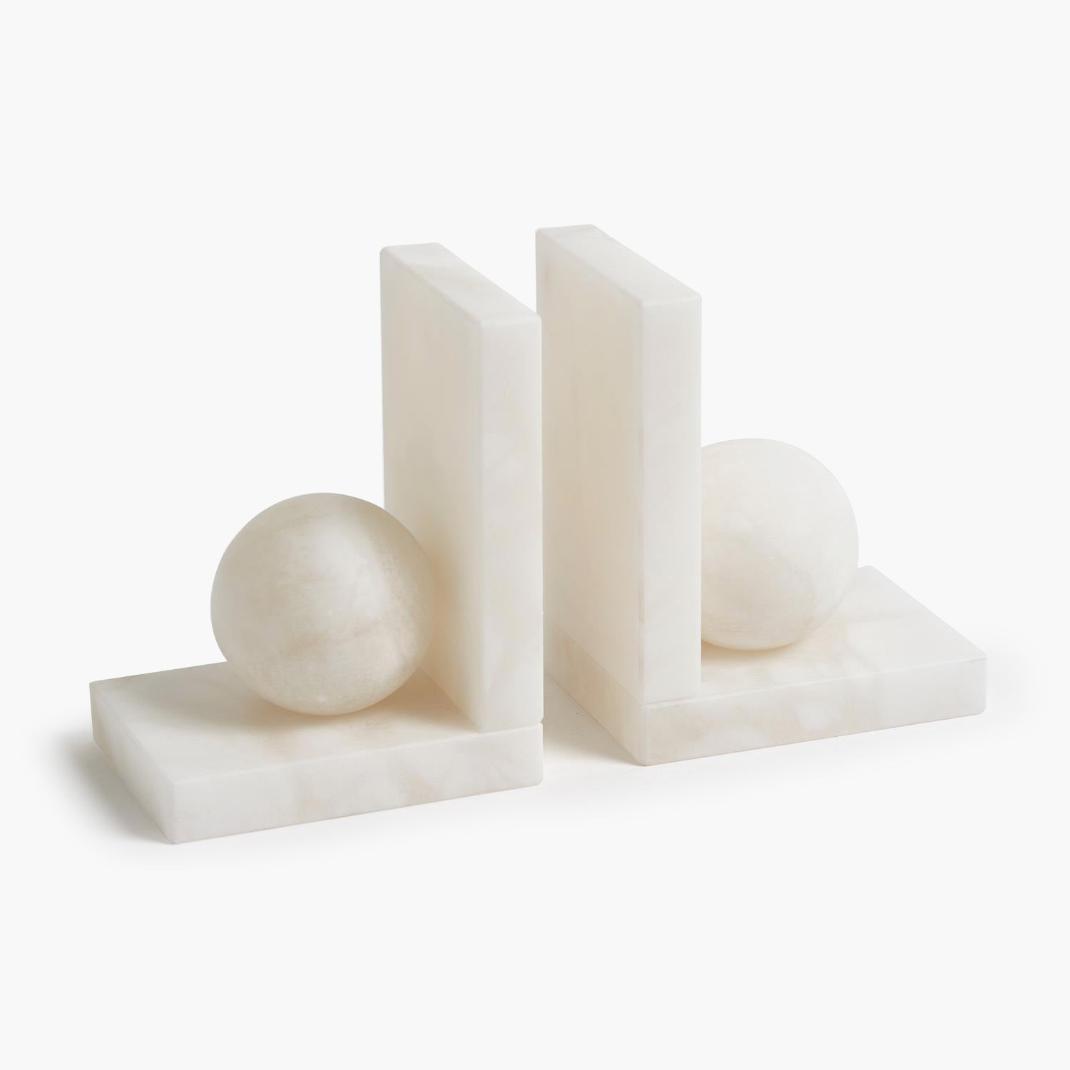 Alabaster Ball Bookends-Pair