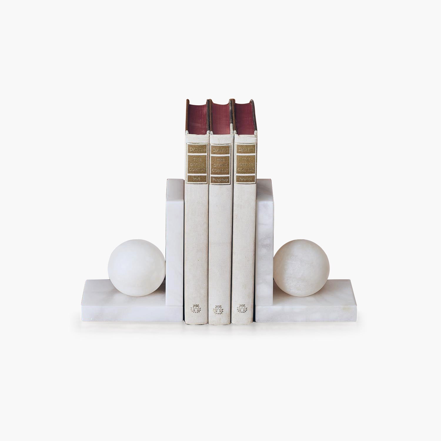 Alabaster Ball Bookends-Pair