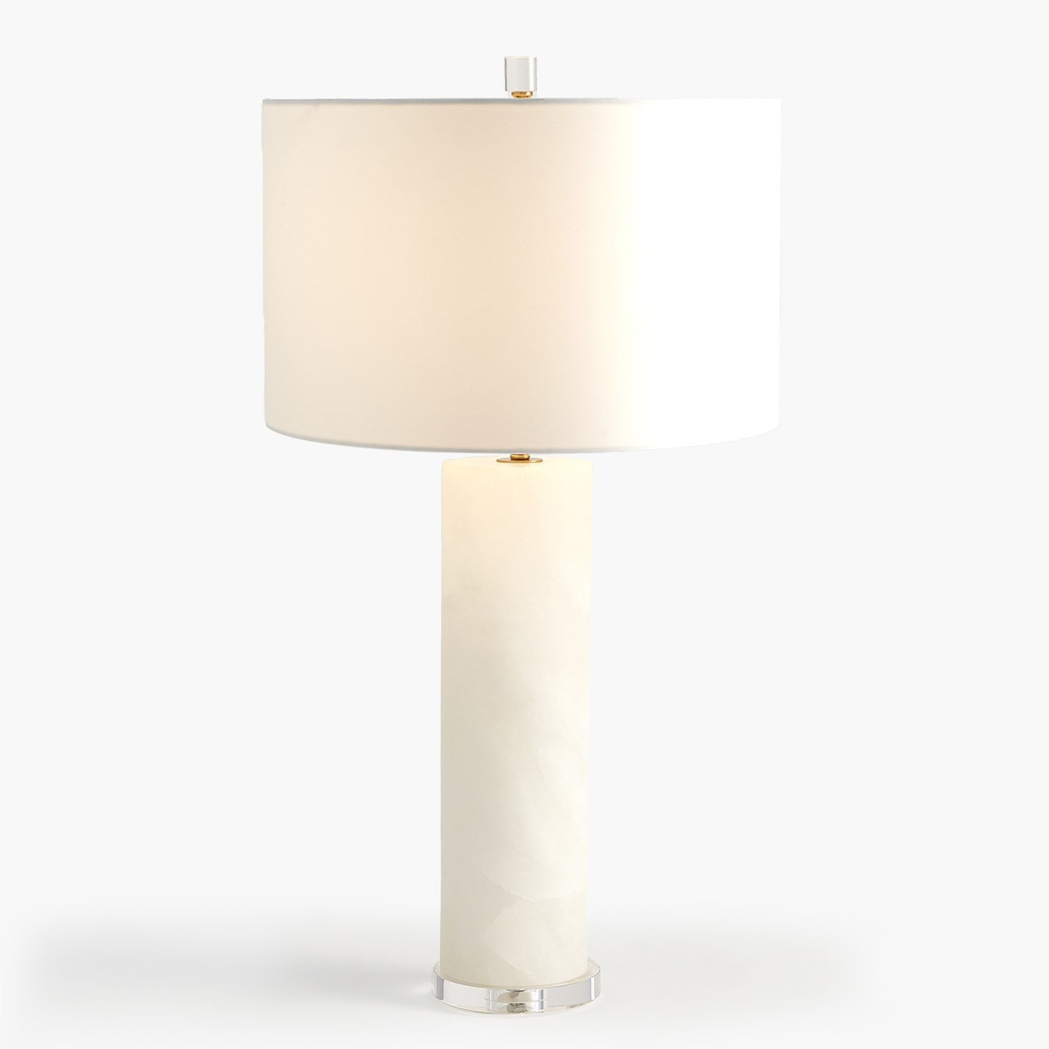 Alabaster Cylinder Table Lamp-Brass