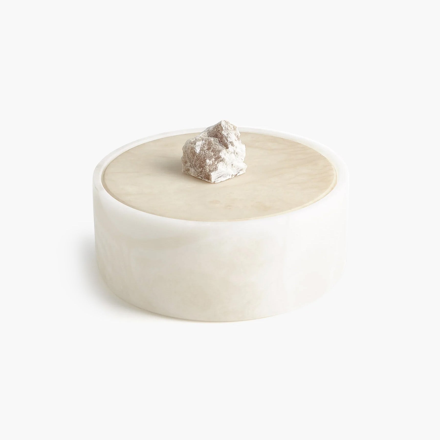 Alabaster Round Box w/Rock Finial - Open Box