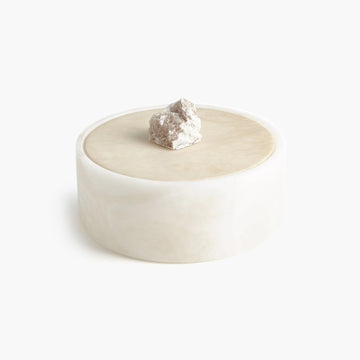 Alabaster Round Box w/Rock Finial - Open Box