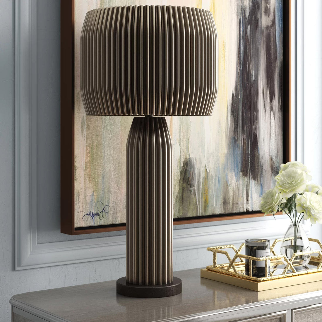 Crimp Table Lamp - Bronze - Open Box