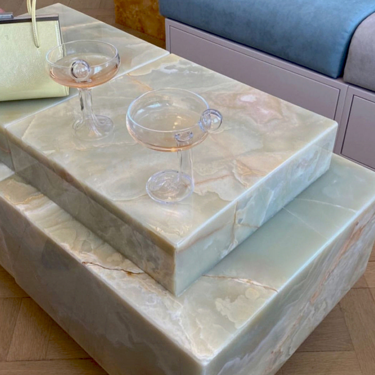 Ash Green Onyx Coffee Table W casters