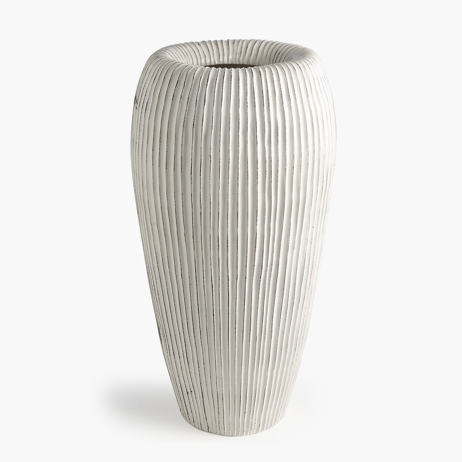 Baleen Vase-Ivory w/Brown Edges
