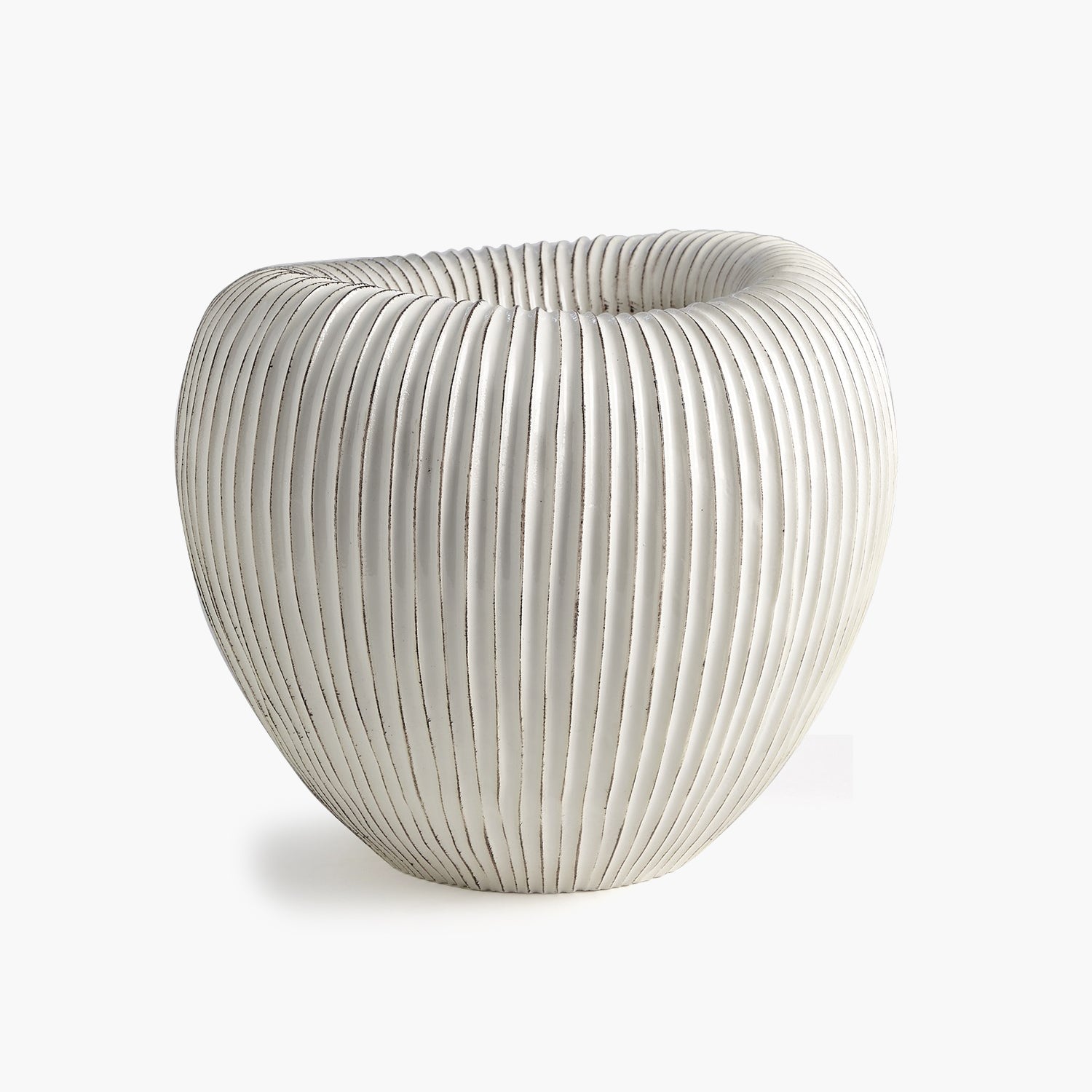 Baleen Vase-Ivory w/Brown Edges