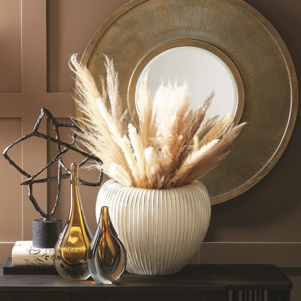 Baleen Vase-Ivory w/Brown Edges