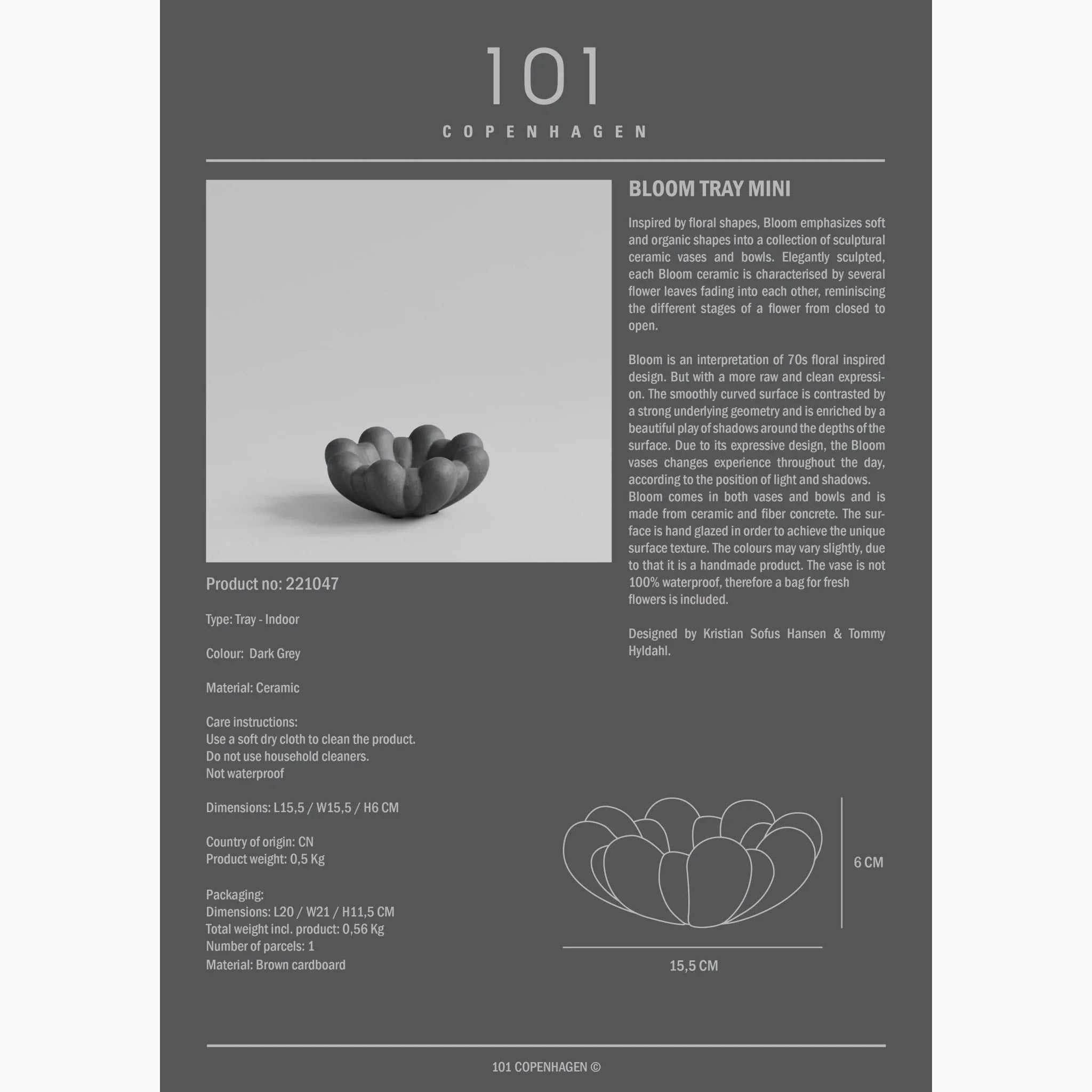 Bloom Tray, Mini - Dark Grey