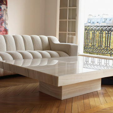 Cara Vanilla Onyx Coffee Table W casters