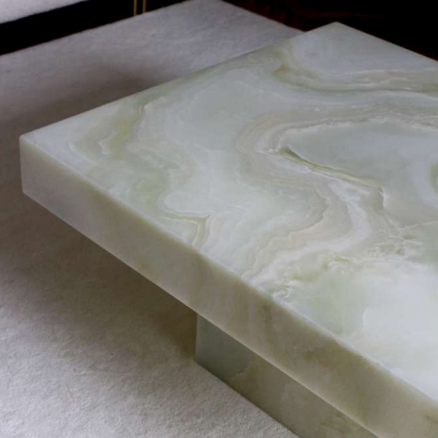 Cara Green Onyx Coffee Table W casters
