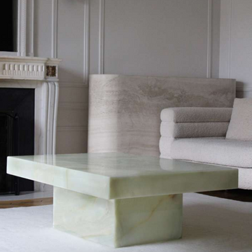 Cara Green Onyx Coffee Table W casters