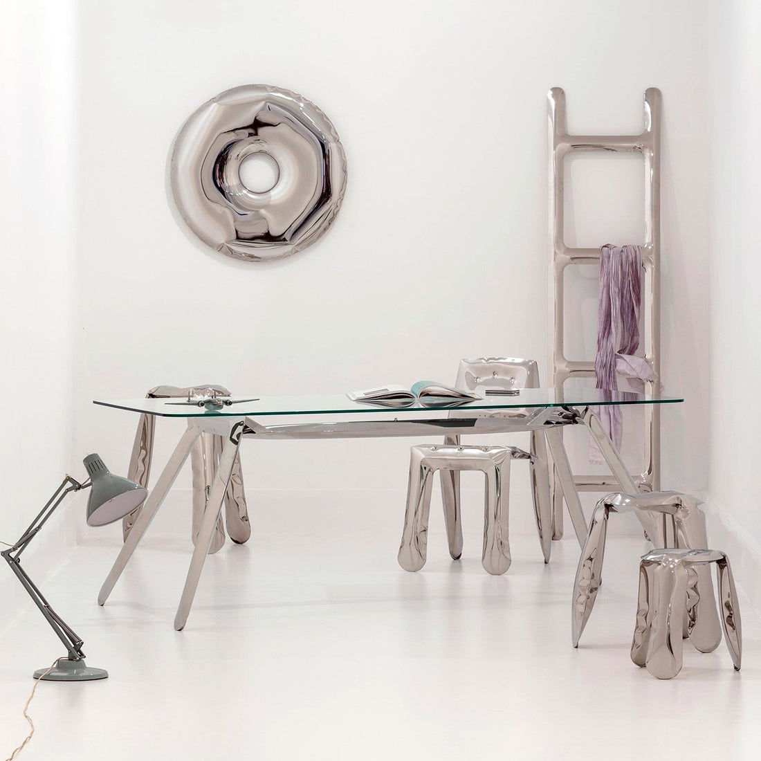 Contemporary Mirror 'Rondo 120' in Polished Stainless Steel