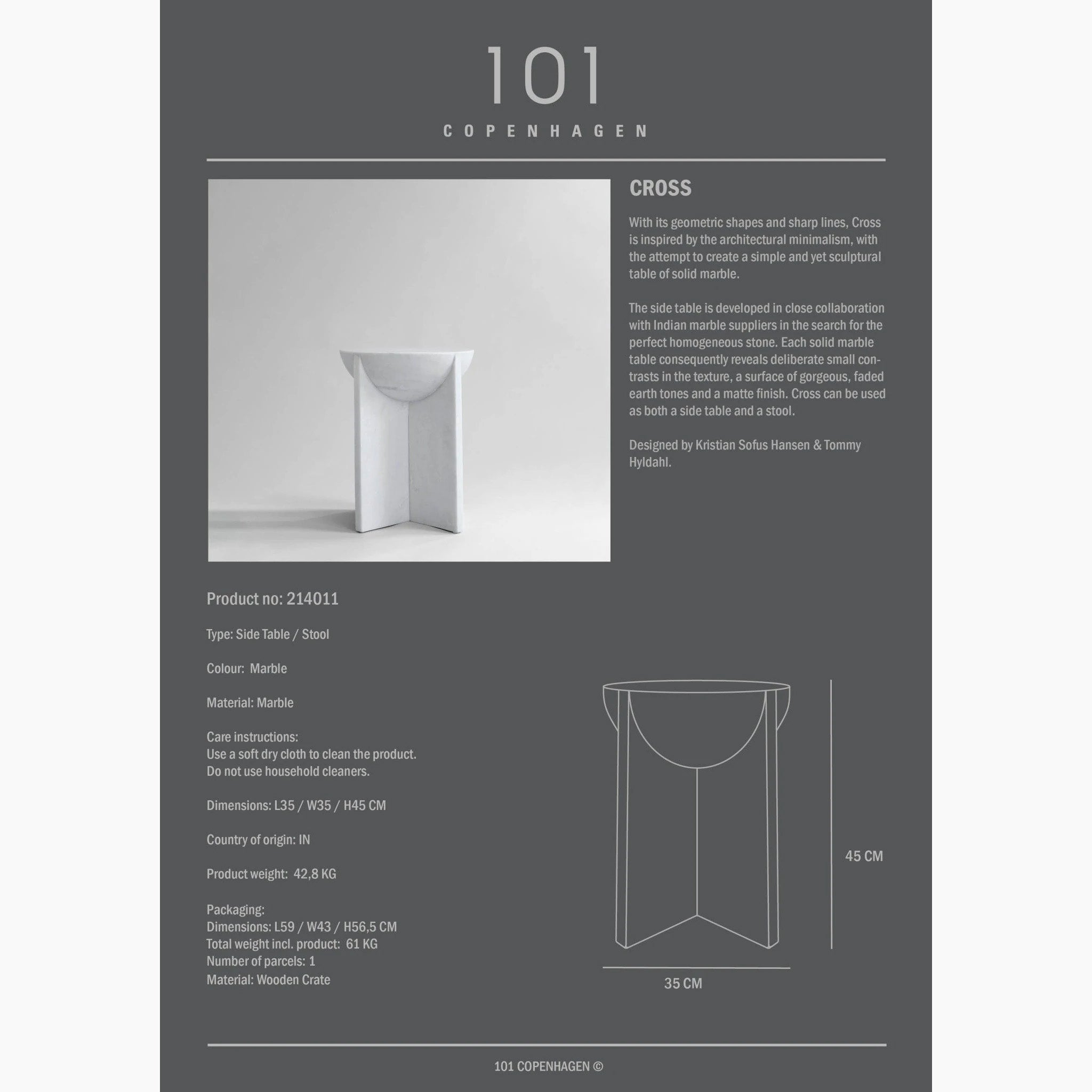Cross Marble Side Table