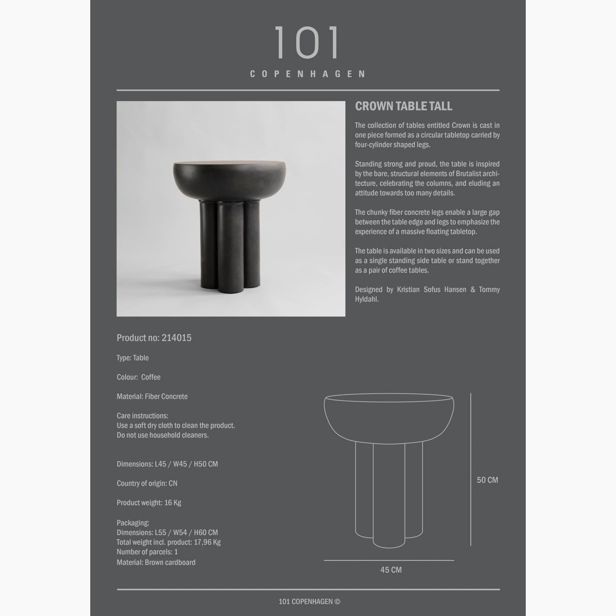 Crown Table, Tall - Coffee - Pickup Only