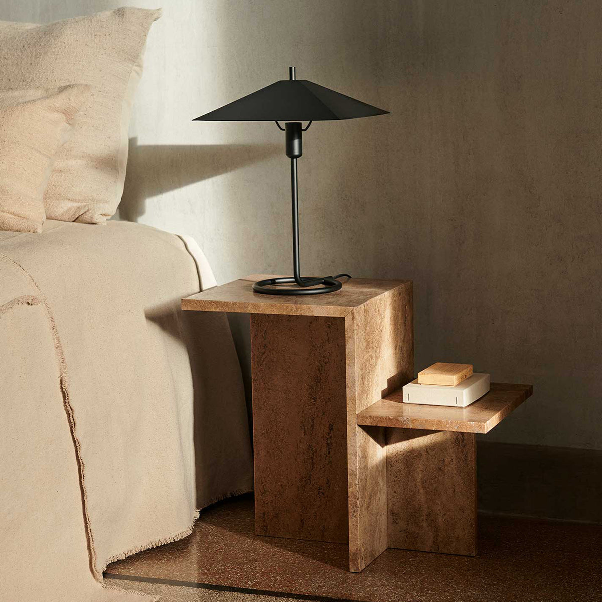 Distinct Side Table - Travertine