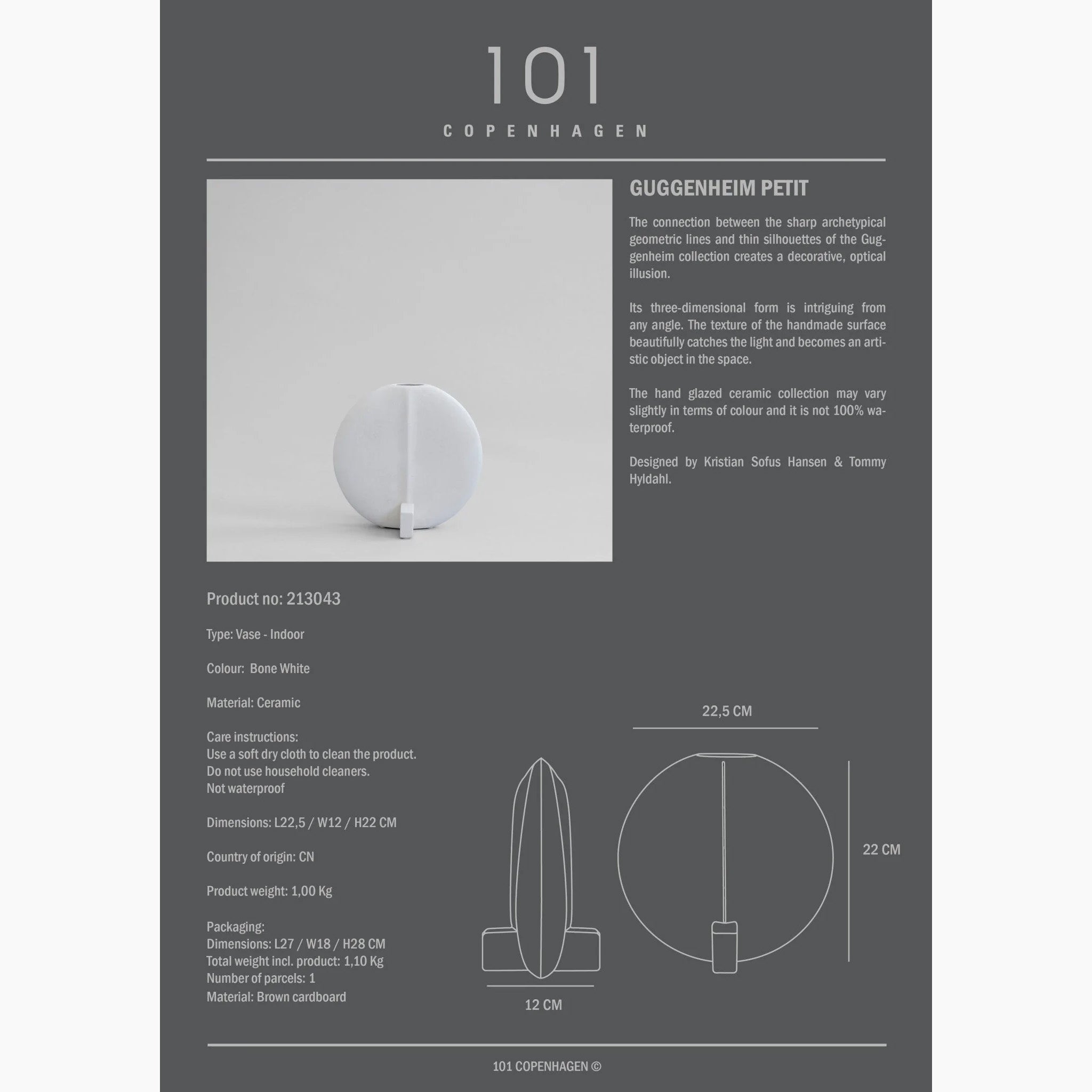 Guggenheim Vase, Petit - Bone White