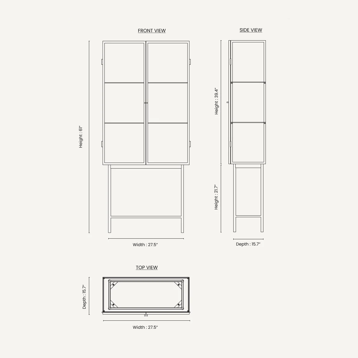 Haze Vitrine - Reeded glass - Cashmere