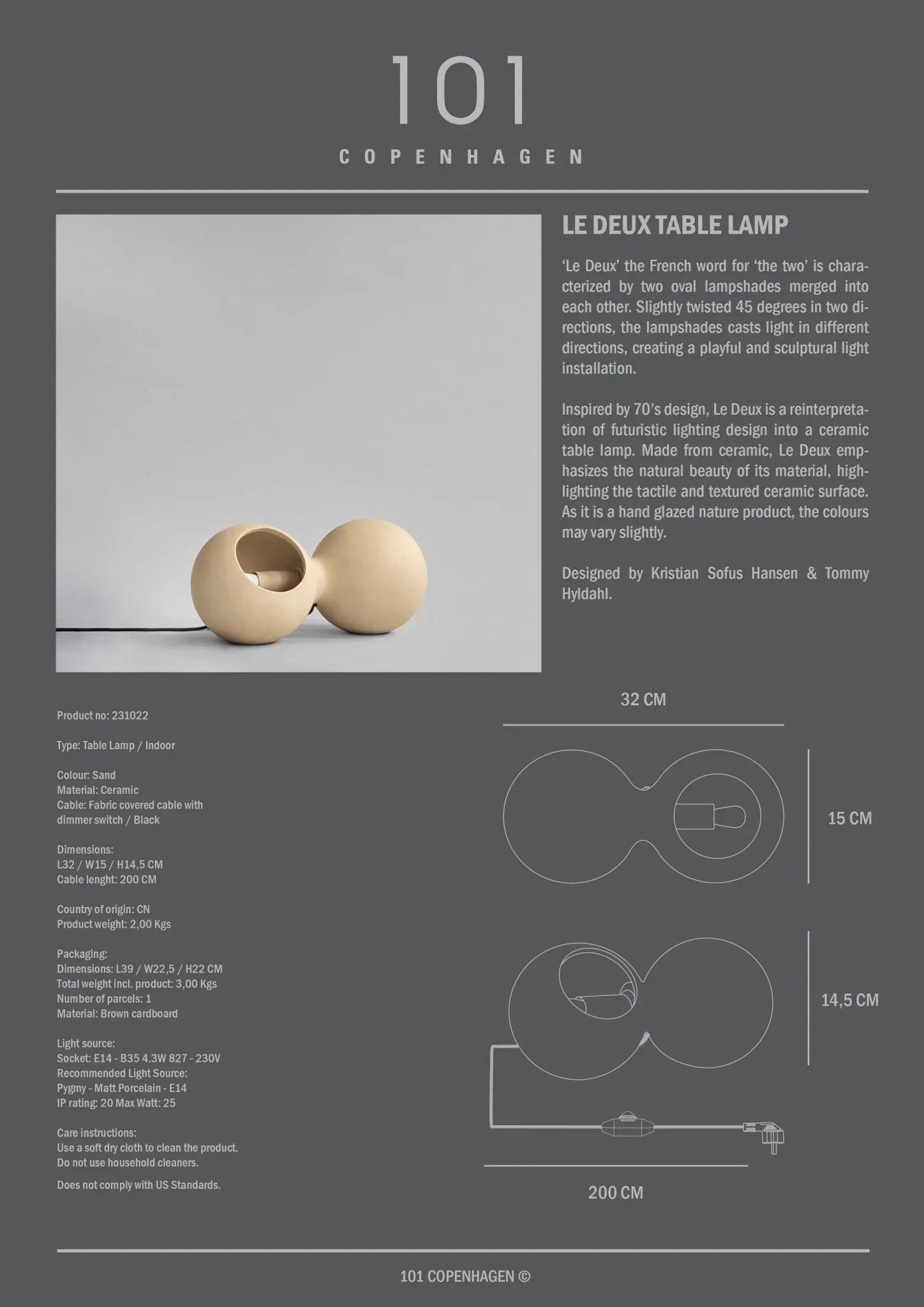 Le Deux Table Lamp - Sand