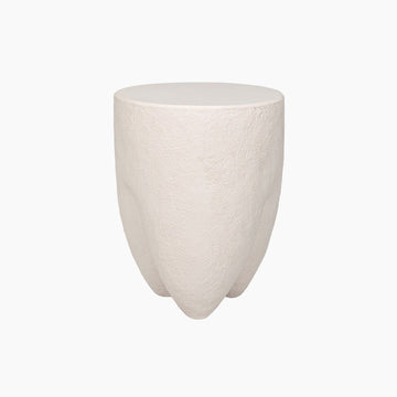 Lilah Side Table, White Fiber Cement