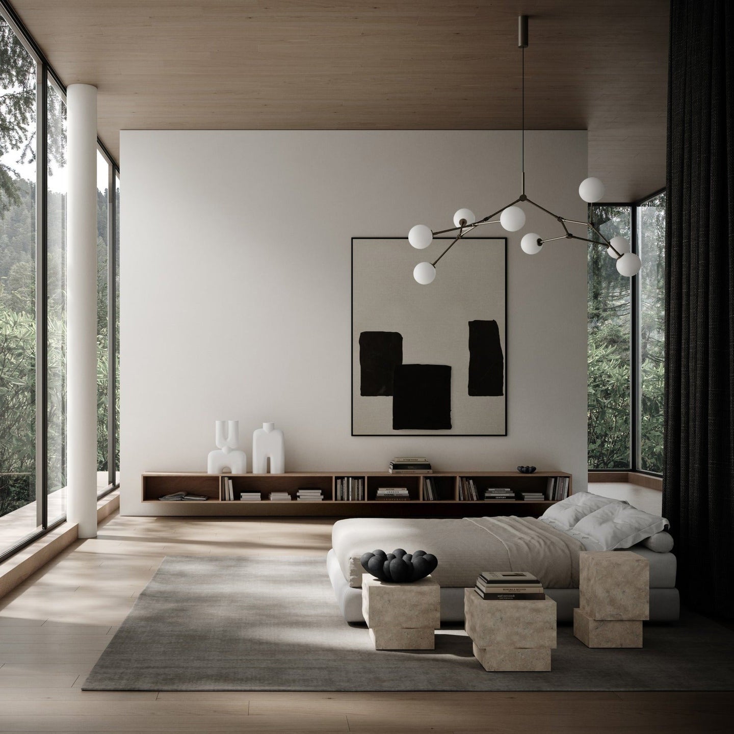 Temple Coffee Table, Tall - Limestone