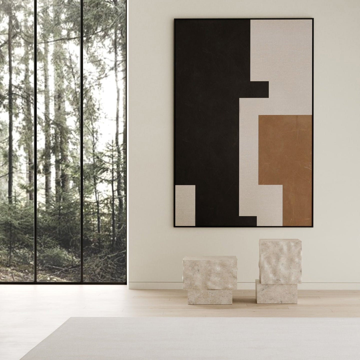 Temple Coffee Table, Tall - Limestone