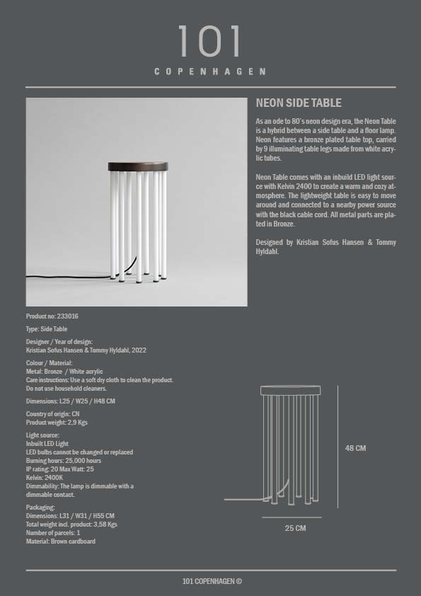 Neon Side Table, Bronze