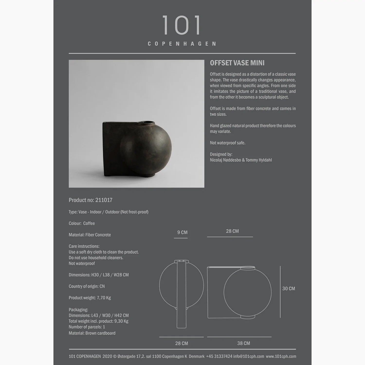 Offset Vase - Mini - Coffee