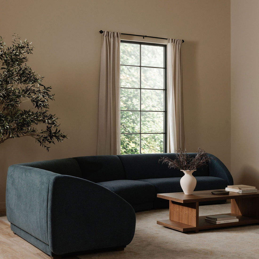 Phoebe Deep Blue Wedge Slipper Chair
