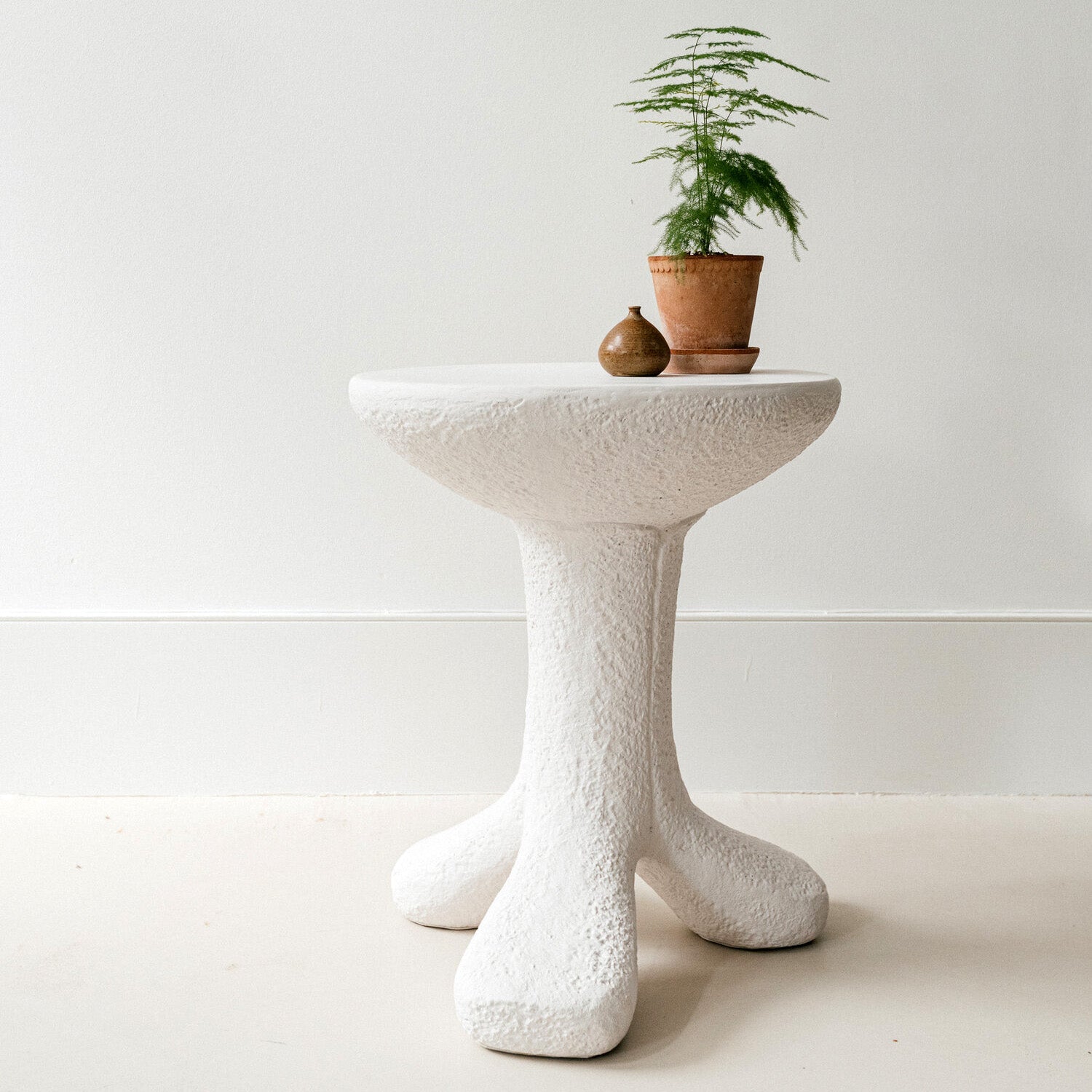 Presley Side Table, White Fiber Cement