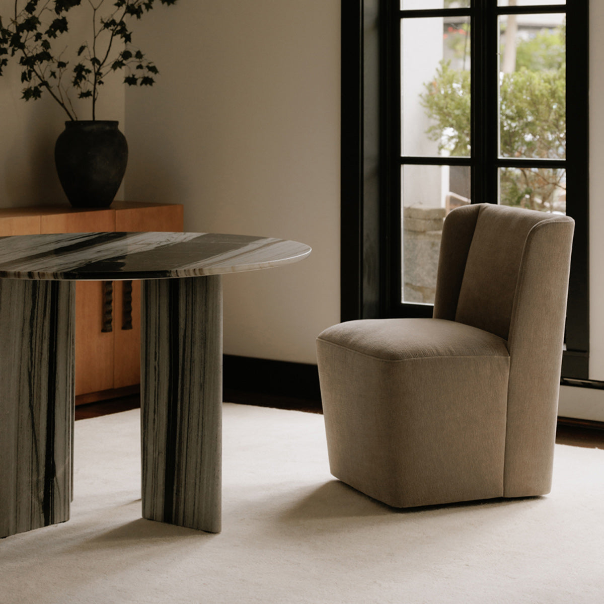 Rosalie Dining Chair w/ Casters- Performance Fabric