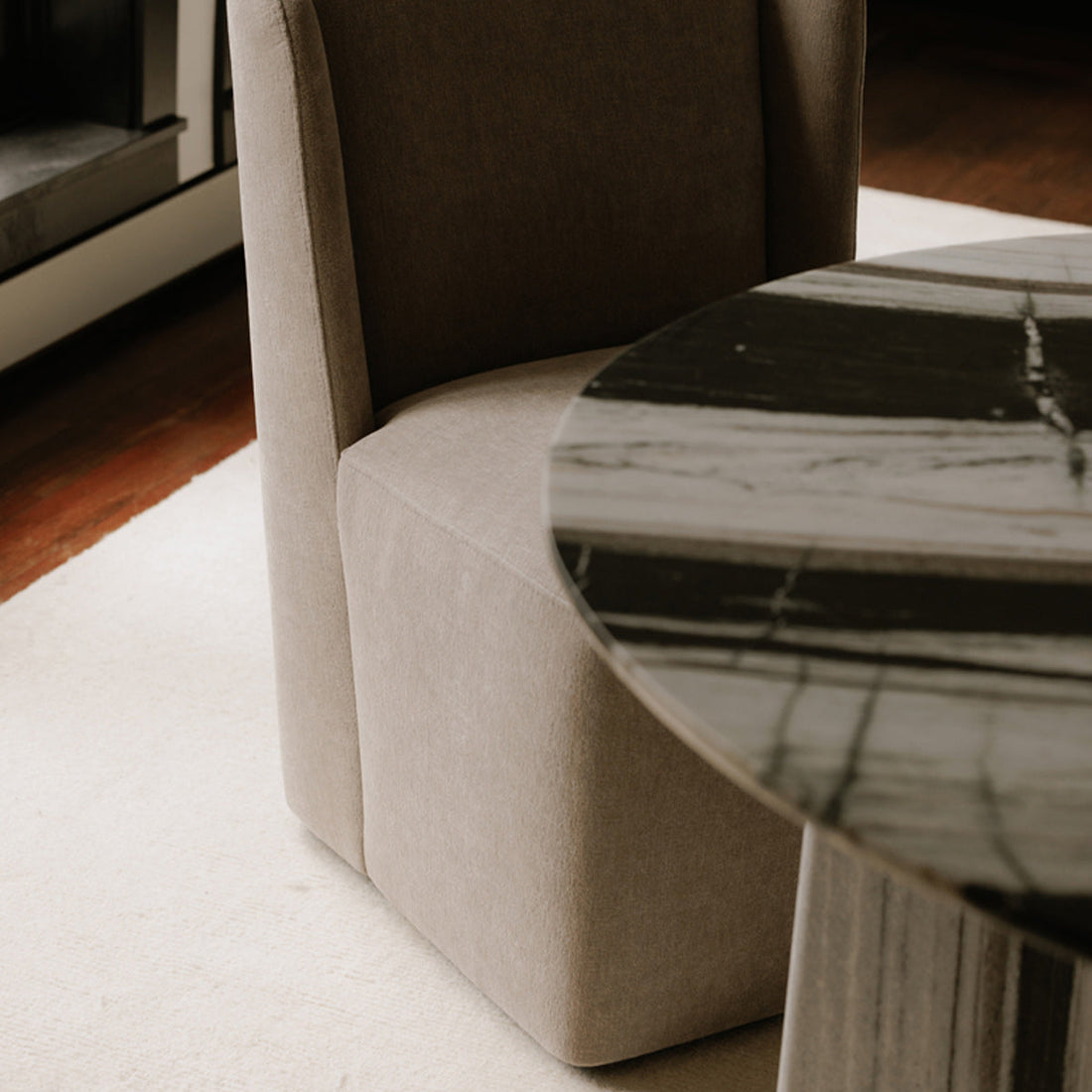 Rosalie Dining Chair w/ Casters- Performance Fabric