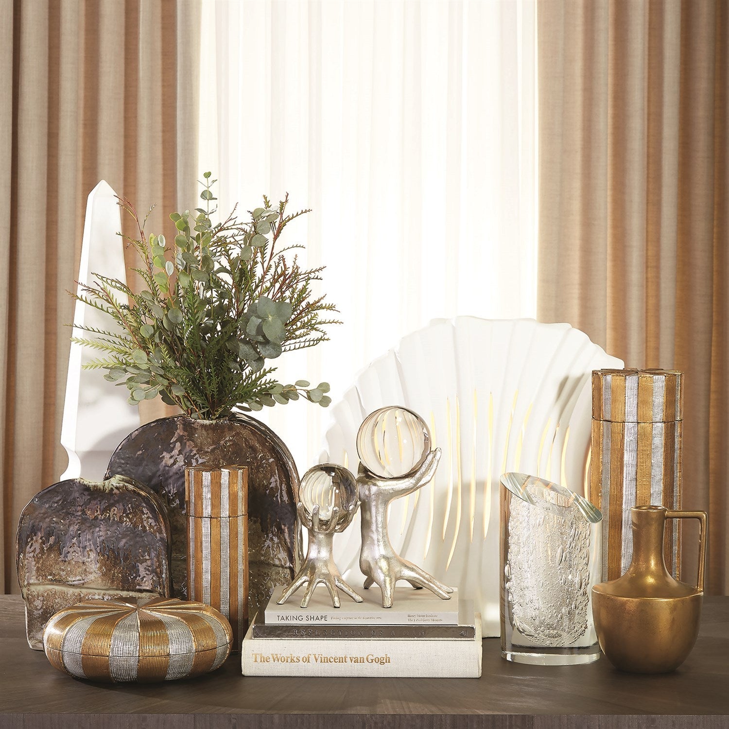 Slant Vase-clear W/bubbles
